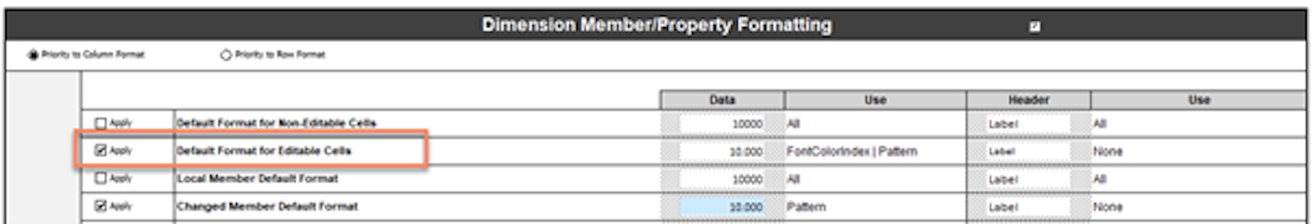 Formatting sheet