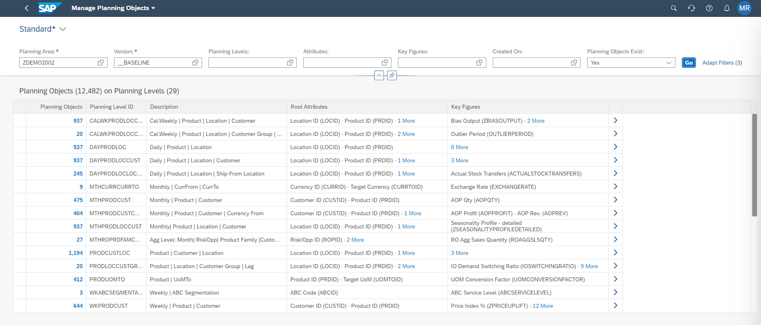 Manage planning objects overview