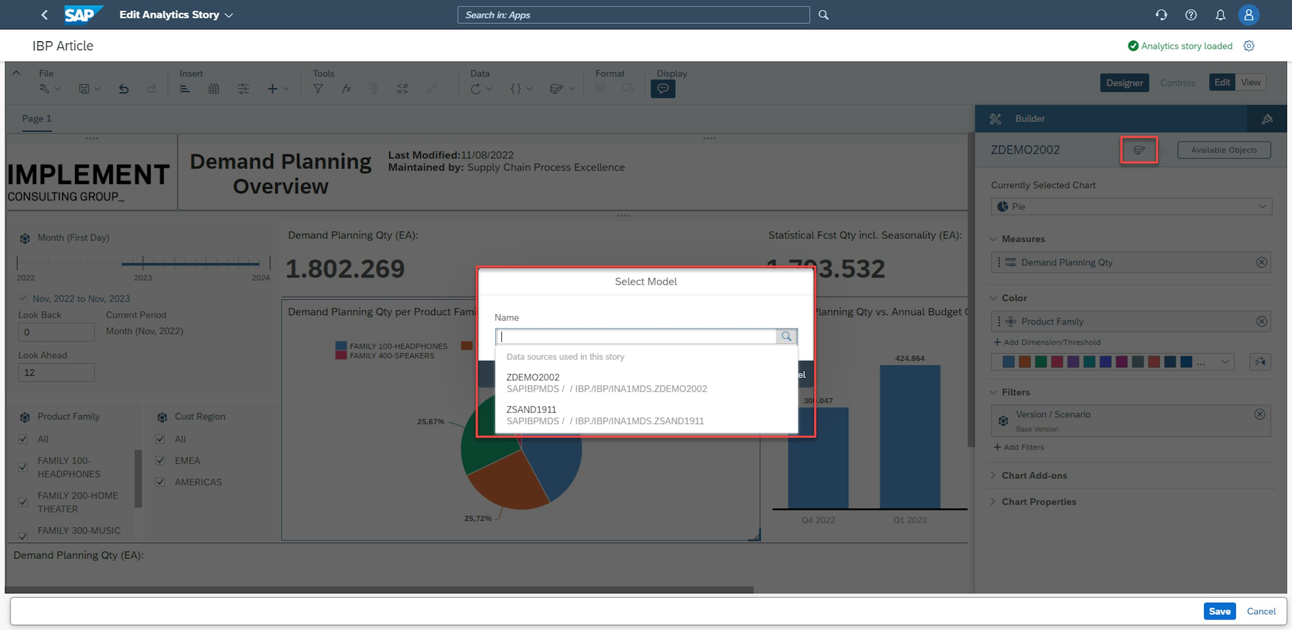 Manage analytics stories blend planning areas 5a